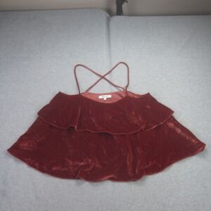 Madewell Tank Womens Small Rust Red Velvet Ruffle Cold Shoulder Spaghetti Top